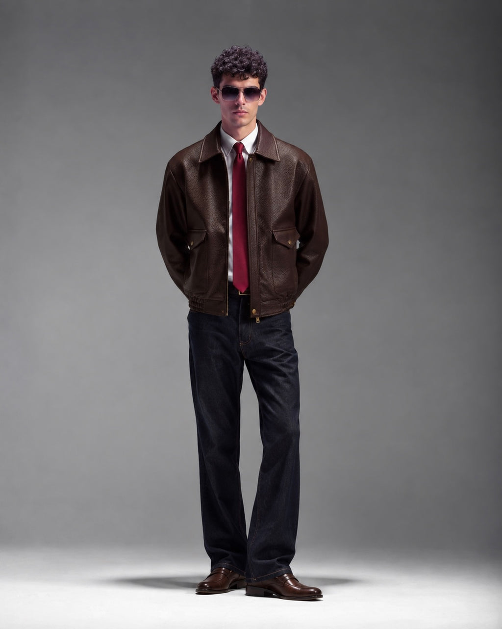 BOMBER JACKET IN BRUN SEPIA