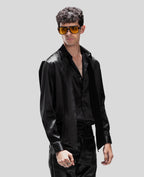 BLACK SHIRT WITH TIED DETAIL