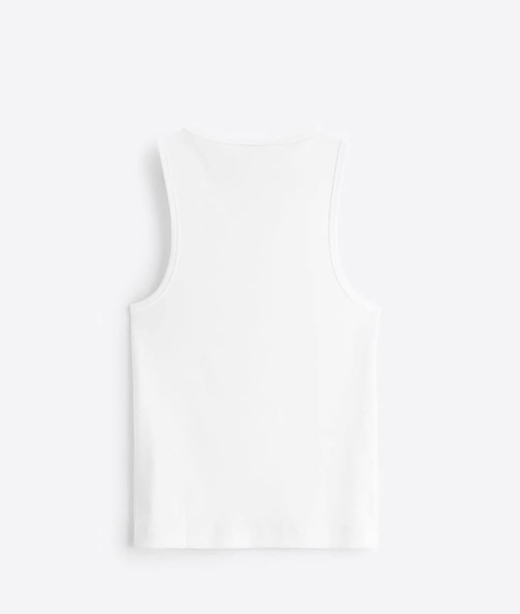 Basic Ribbed Haevy Tank Top In white