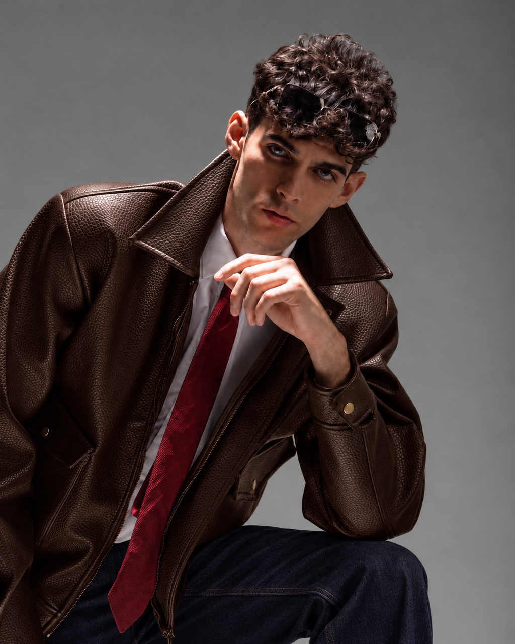 BOMBER JACKET IN BRUN SEPIA
