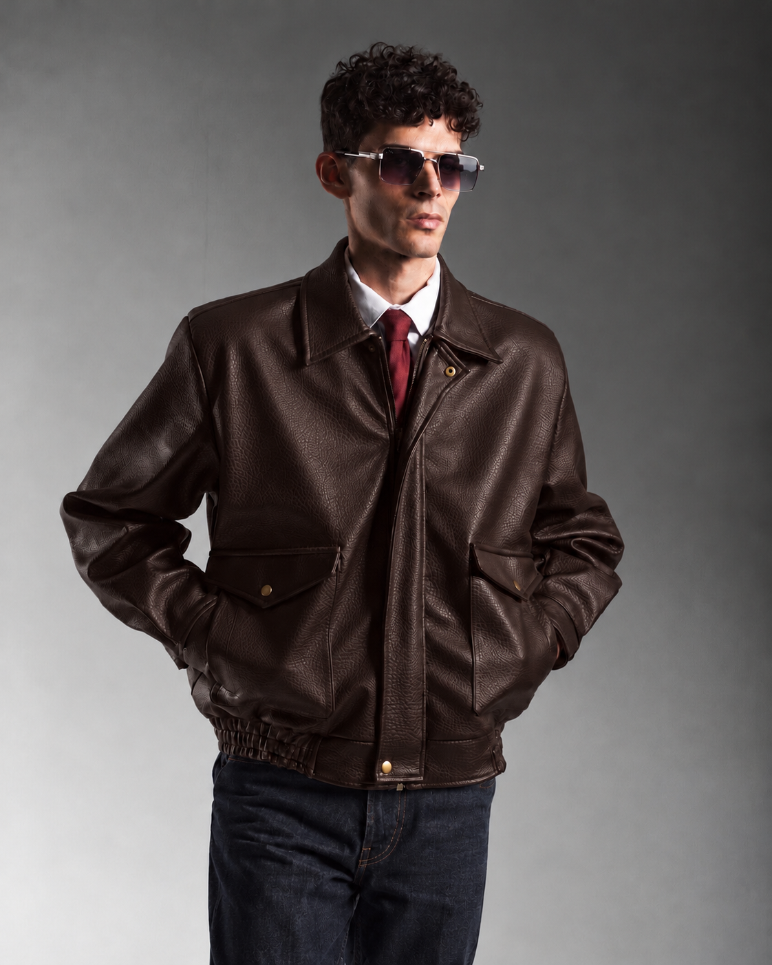 BOMBER JACKET IN BRUN SEPIA