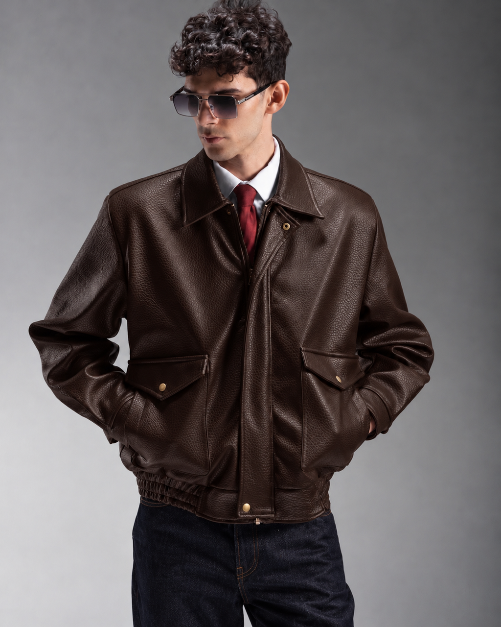 BOMBER JACKET IN BRUN SEPIA