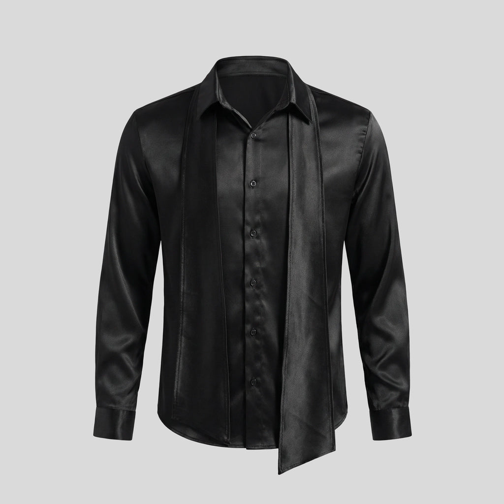 BLACK SHIRT WITH TIED DETAIL