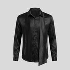 BLACK SHIRT WITH TIED DETAIL
