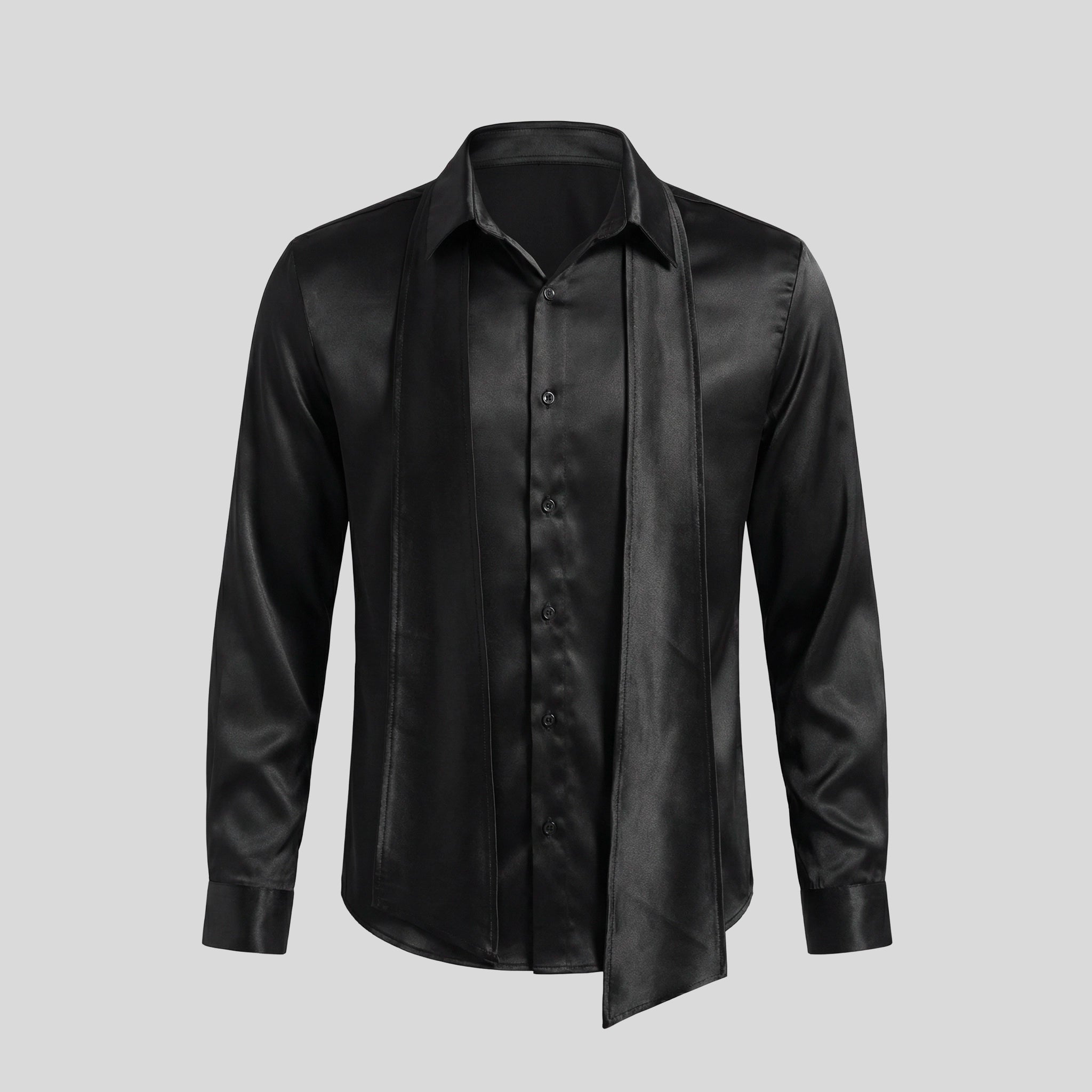 BLACK SHIRT WITH TIED DETAIL
