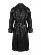 LEATHER LONG COAT IN PLUNGED