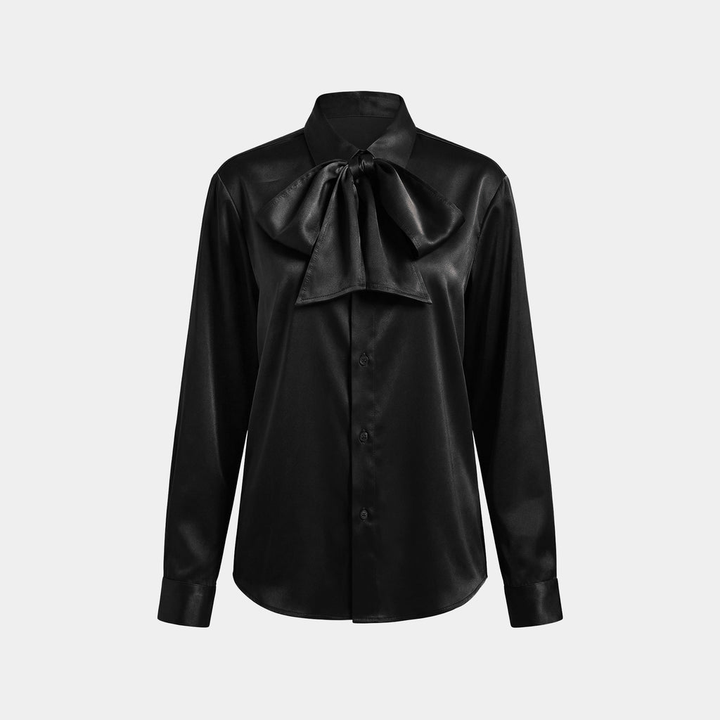 BLACK SHIRT WITH BOW