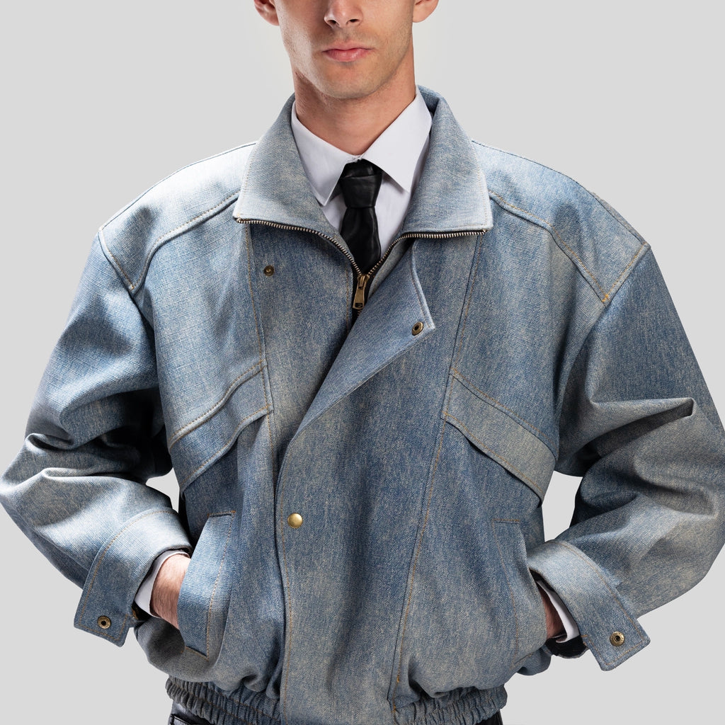 LEATHER JACKET IN DENIM EFFECT