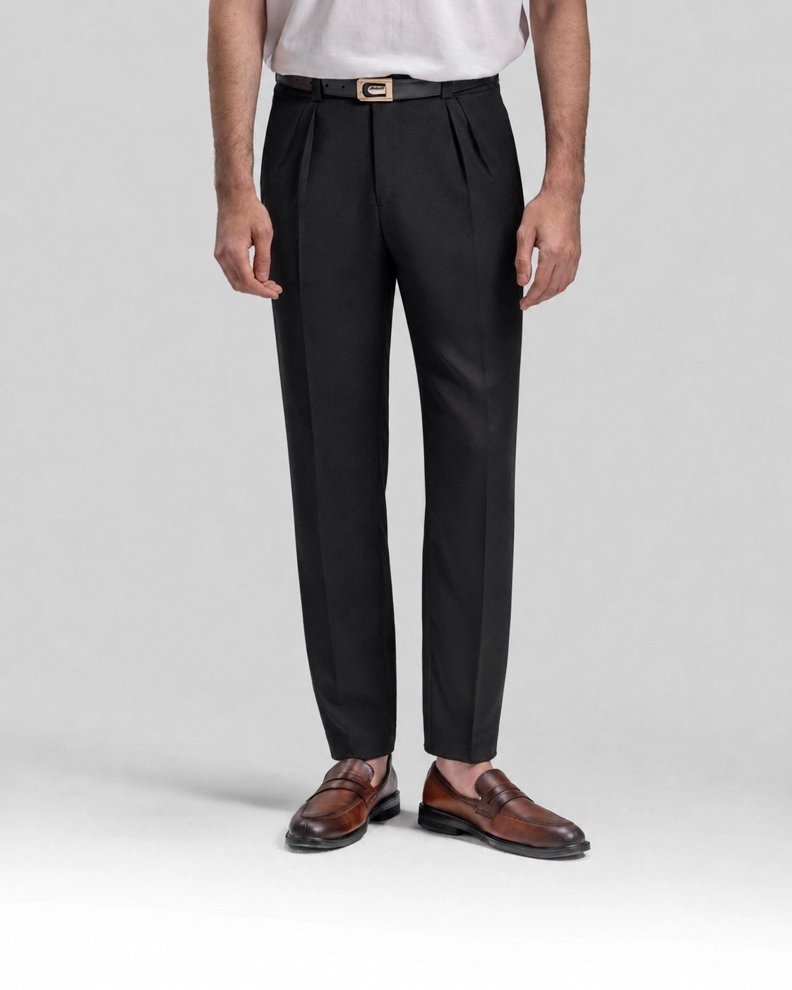 ITALIAN CHINO WITH DOUBLE PLEAT IN BLACK