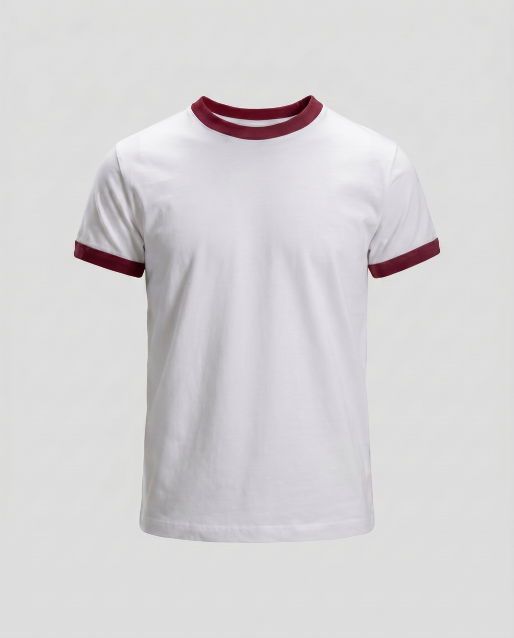 RINGER T-SHIRT BURGUNDY RIB