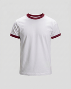 RINGER T-SHIRT BURGUNDY RIB