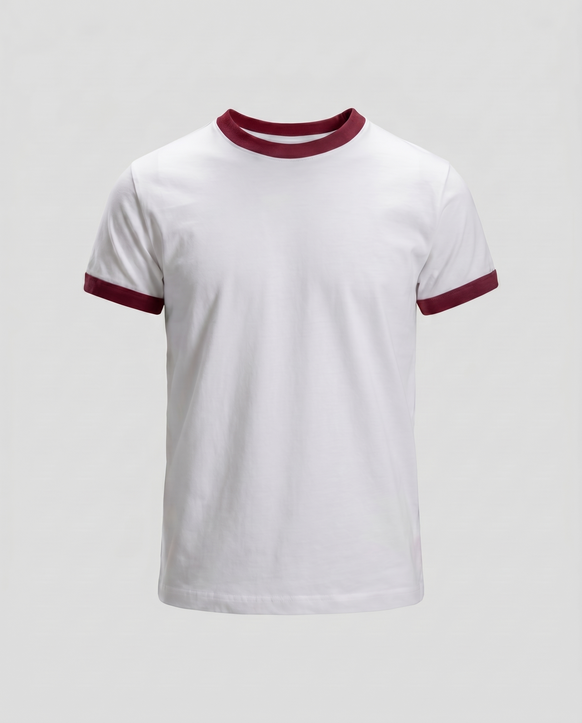 RINGER T-SHIRT BURGUNDY RIB