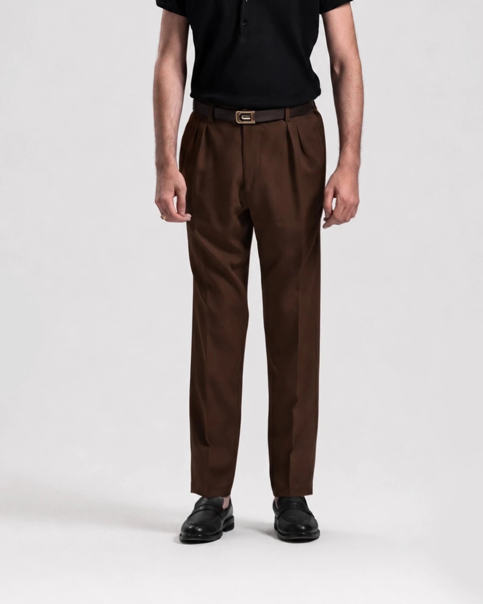 ITALIAN CHINO WITH DOUBLE PLEAT IN BROWN