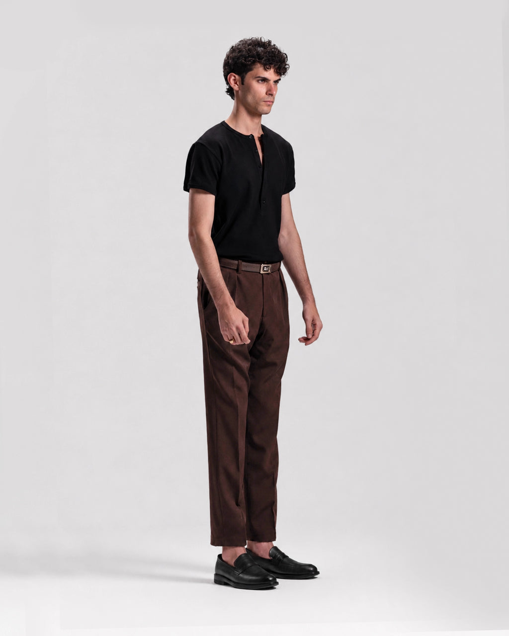 ITALIAN CHINO WITH DOUBLE PLEAT IN BROWN