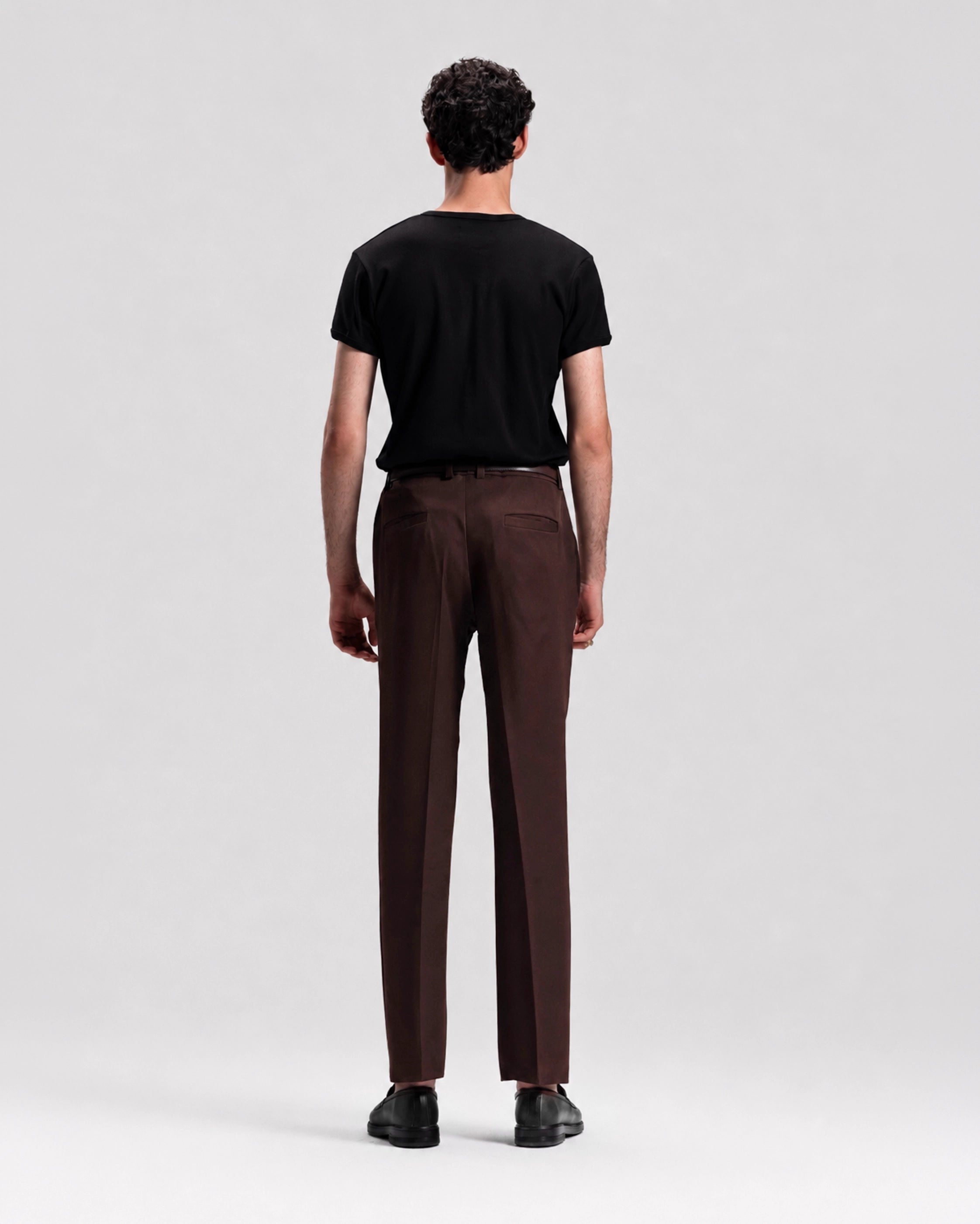 ITALIAN CHINO WITH DOUBLE PLEAT IN BROWN