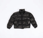 Puffer oversized jacket with leather effect