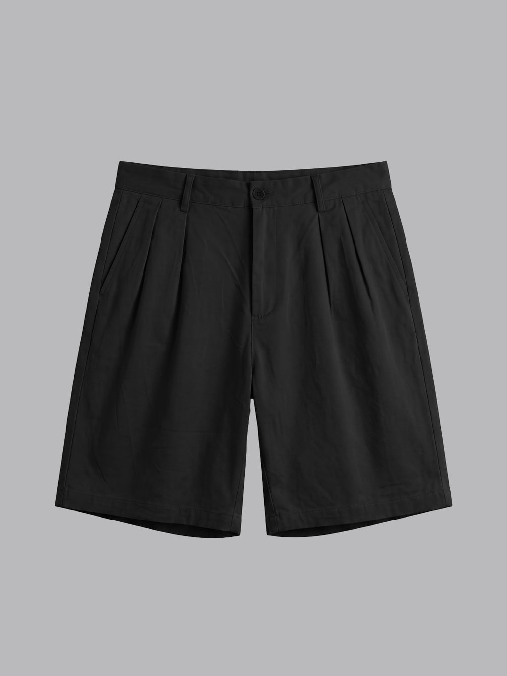 PLEATED REGULAR FIT GABARDINE SHORTS IN BLACK