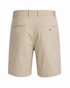 PLEATED REGULAR FIT GABARDINE SHORTS IN BEIGE