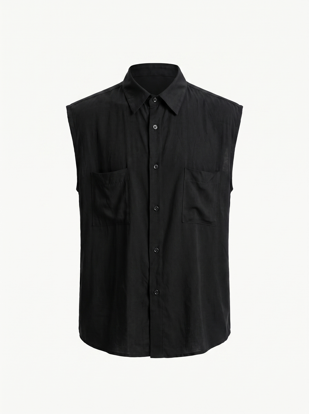 RELAXED SLEEVELESS BLACK SHIRT