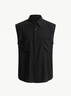 RELAXED SLEEVELESS BLACK SHIRT