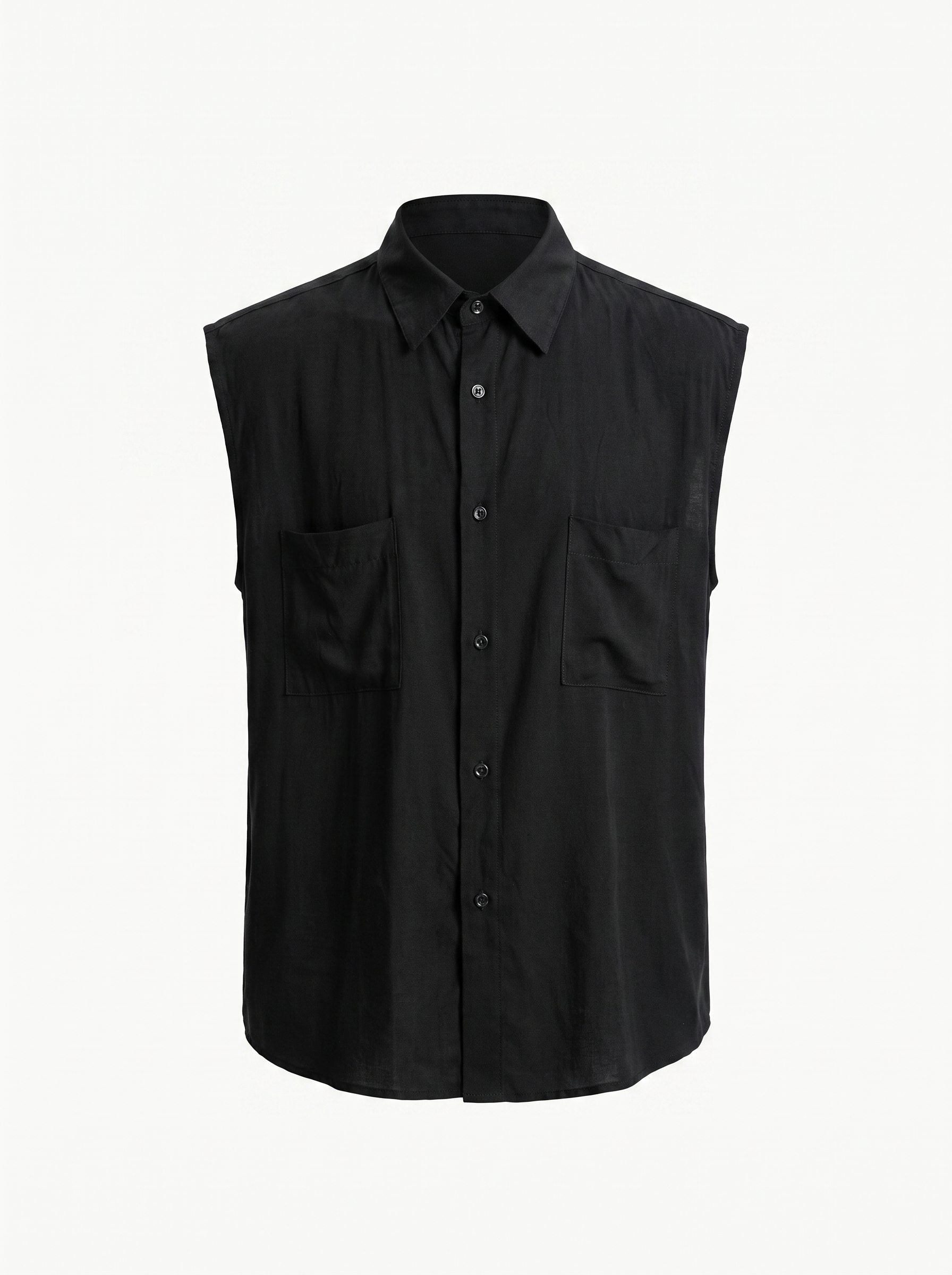 RELAXED SLEEVELESS BLACK SHIRT