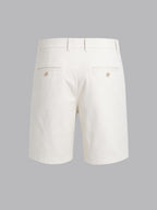 PLEATED REGULAR FIT GABARDINE SHORTS IN OFF WHITE