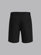 PLEATED REGULAR FIT GABARDINE SHORTS IN BLACK